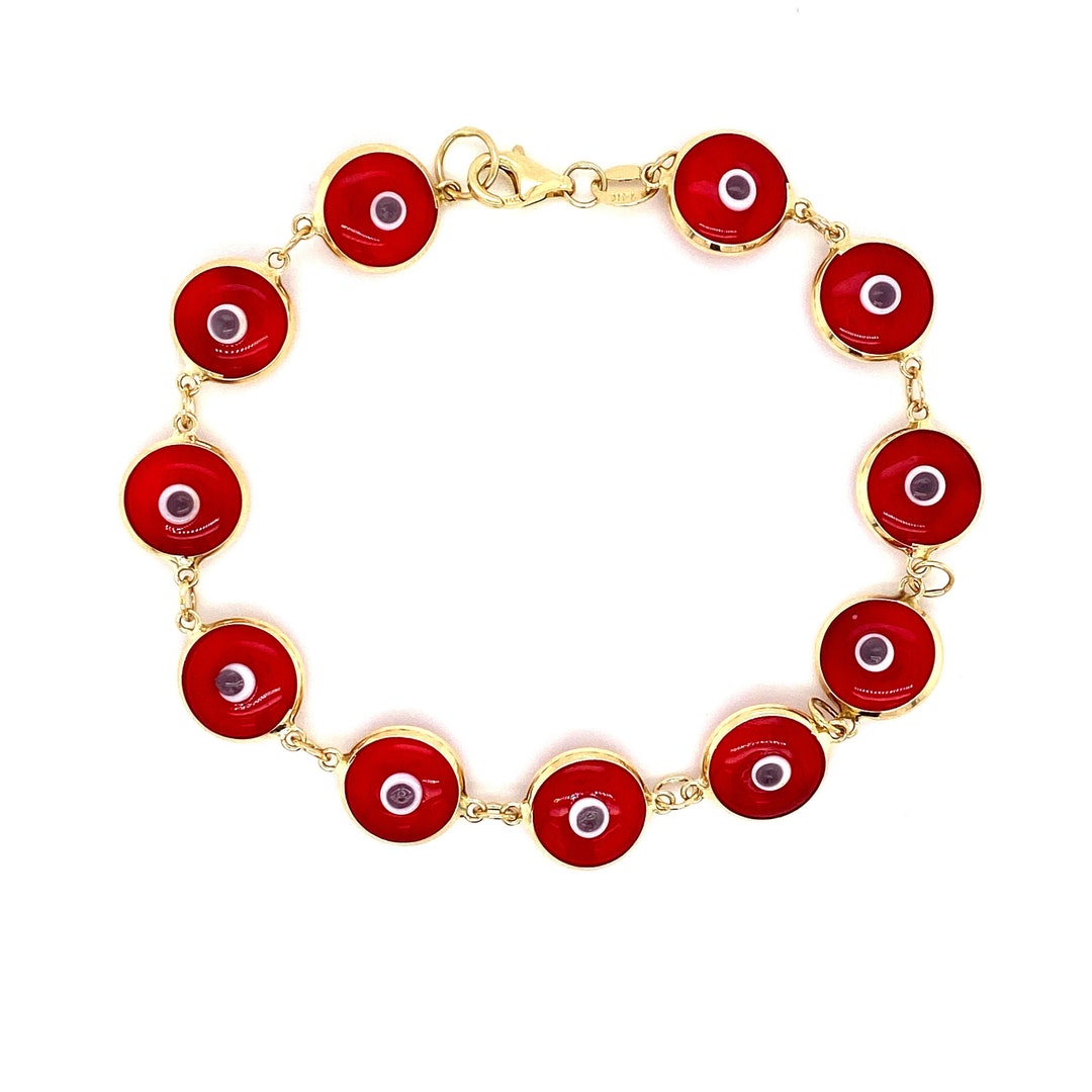Gold Evil Eye Bracelet 14K Gold Red Evil Eye Bracelet 14K Etsy