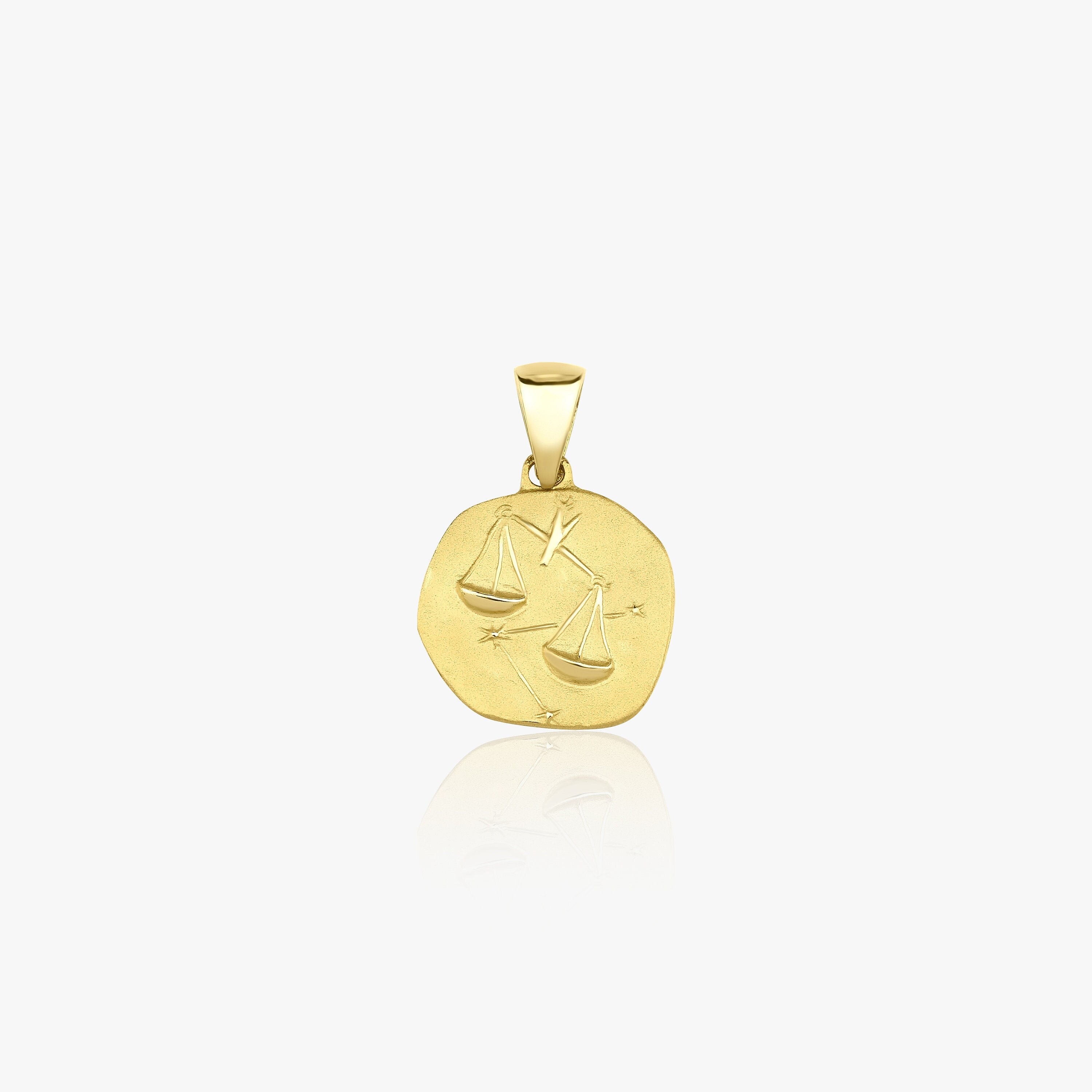 14k Two Tone Gold Open Circle Libra Pendant Necklace