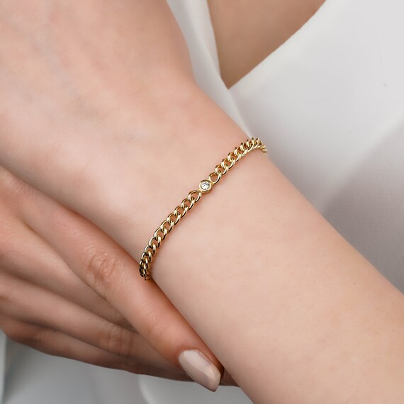 Gold Bracelet / 14k Gold Cuban Link 