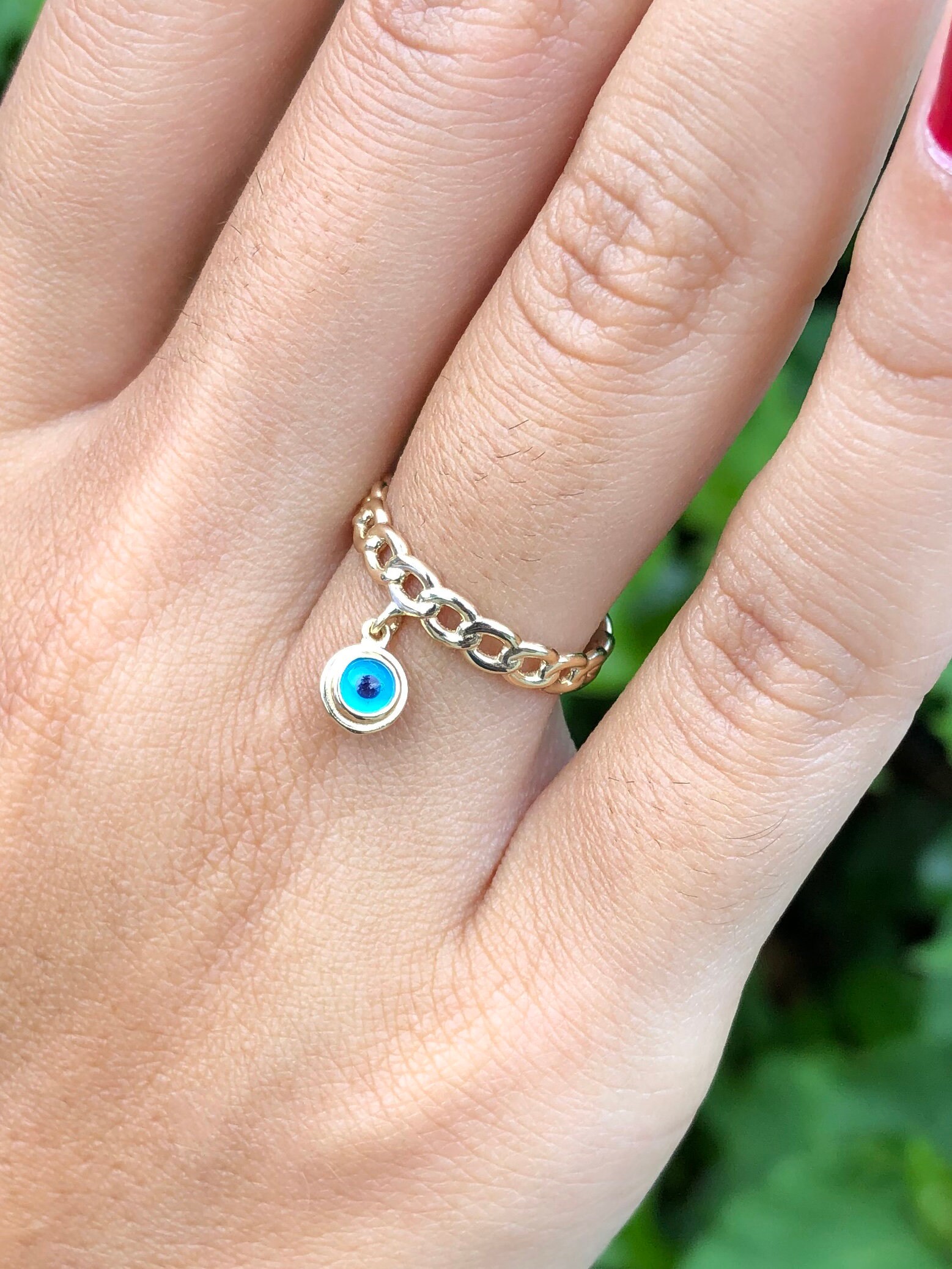 Evil Eye Ring / 14K Solid Gold Evil Eye Ring / 14K Gold Etsy