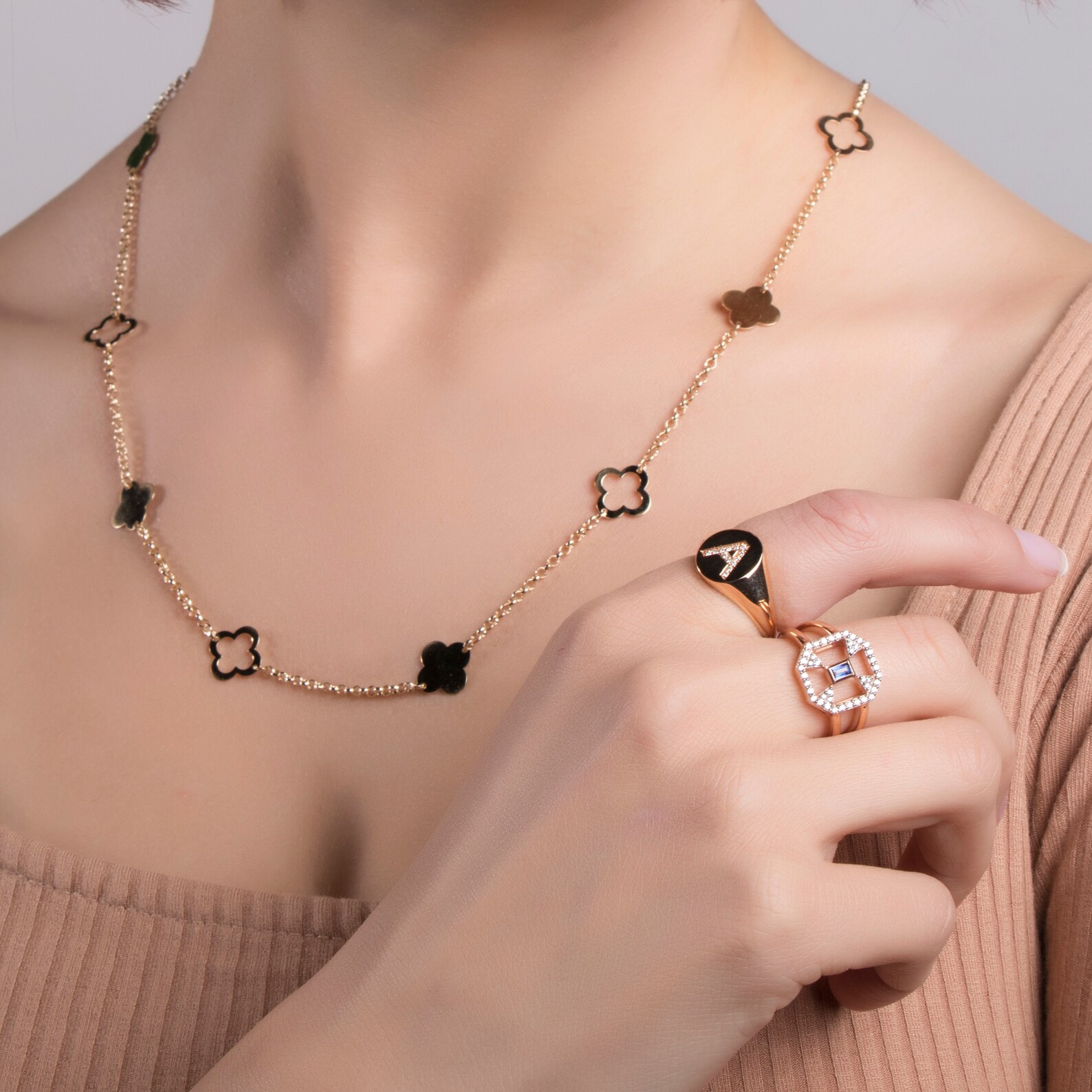 Clover Necklace 14K Gold Chain Necklace Gold Necklace - Etsy