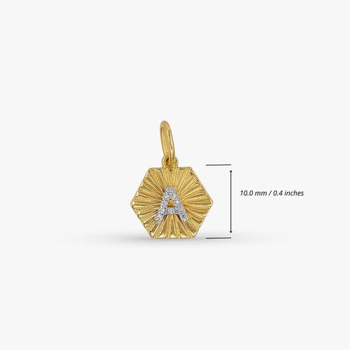 Hexagon Diamond Necklace / Initial Hexagon Pendant Necklace in 14K Gold / shops Personalized Gifts / Fine Jewelry