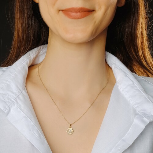 Hexagon Diamond Necklace / Initial Hexagon Pendant Necklace in 14K Gold / shops Personalized Gifts / Fine Jewelry