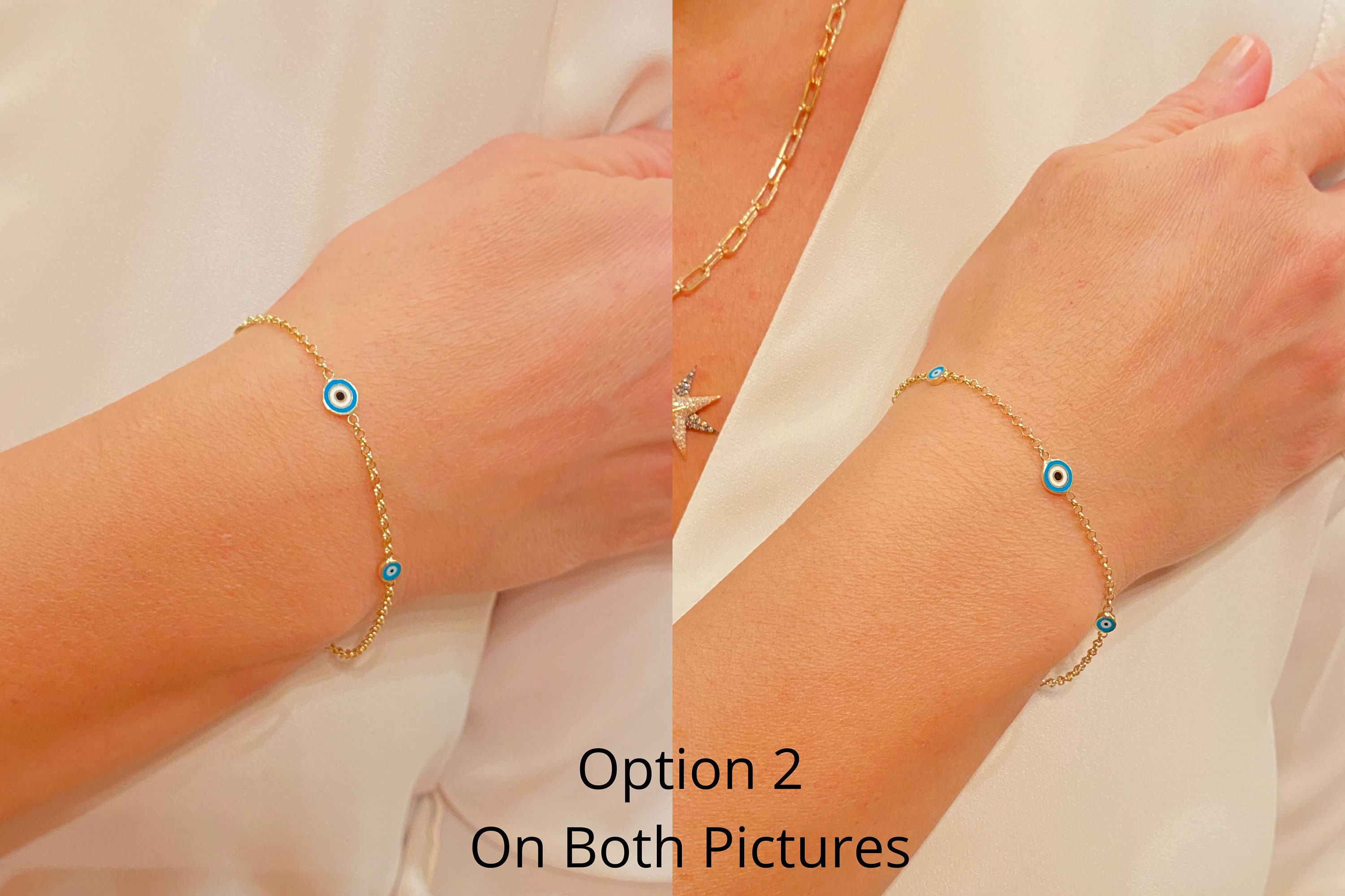 Evil Eye Bracelet / 14K Solid Gold Evil Eye Bracelet / Blue Etsy