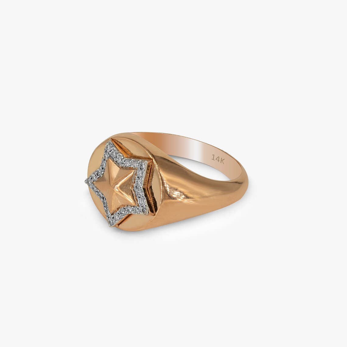 Diamond Star Ring 14K/18K Solid Gold Diamond Star Ring Etsy