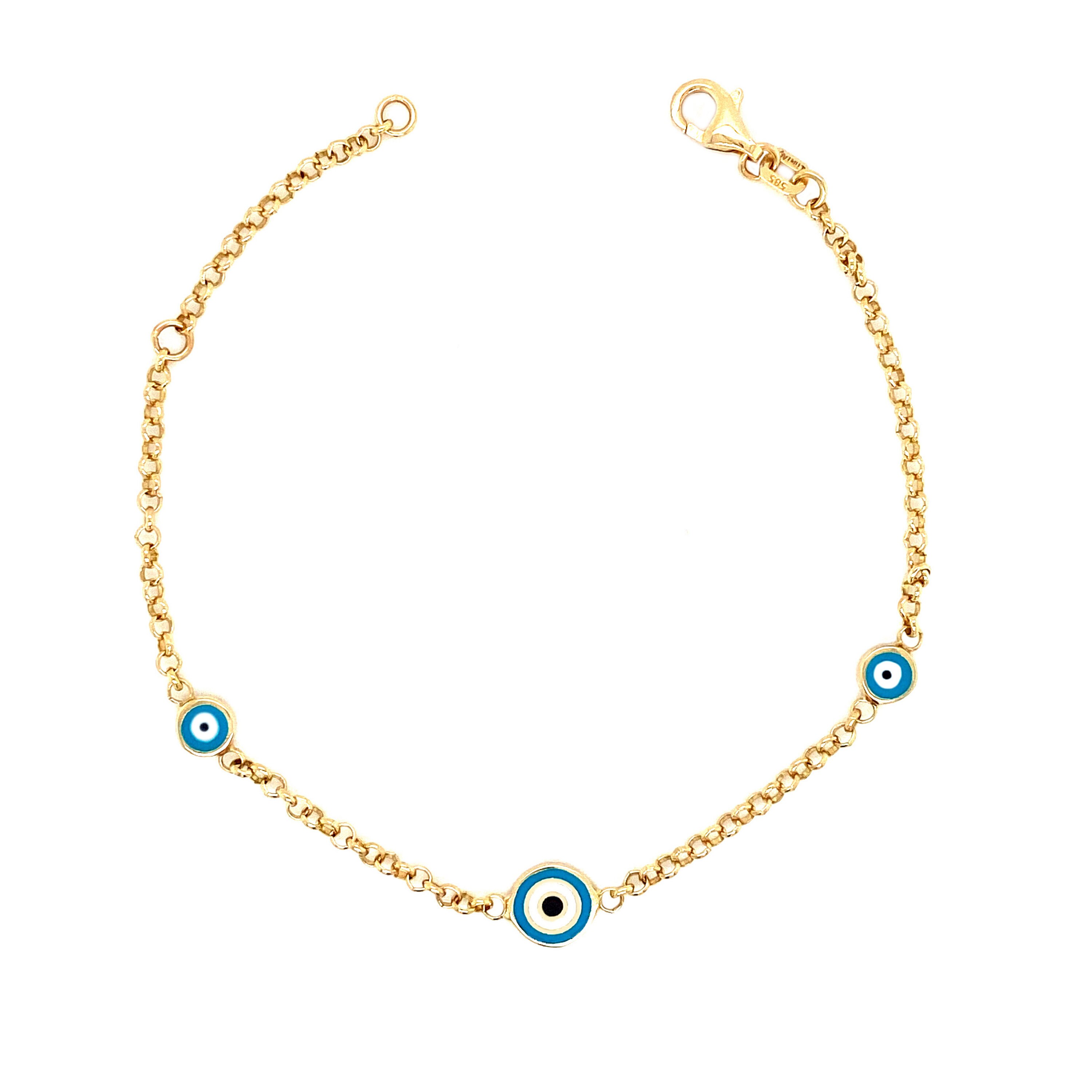 Evil Eye Bracelet / 14K Solid Gold Evil Eye Bracelet / Blue Etsy