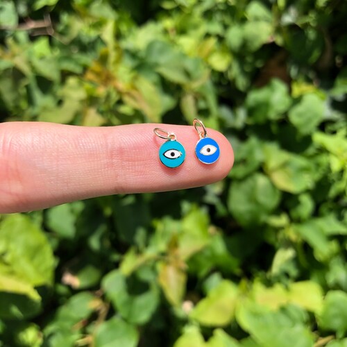 Tiny Evil Eye Pendant 14k Solid Gold Tiny Evil Eye Pendant Etsy