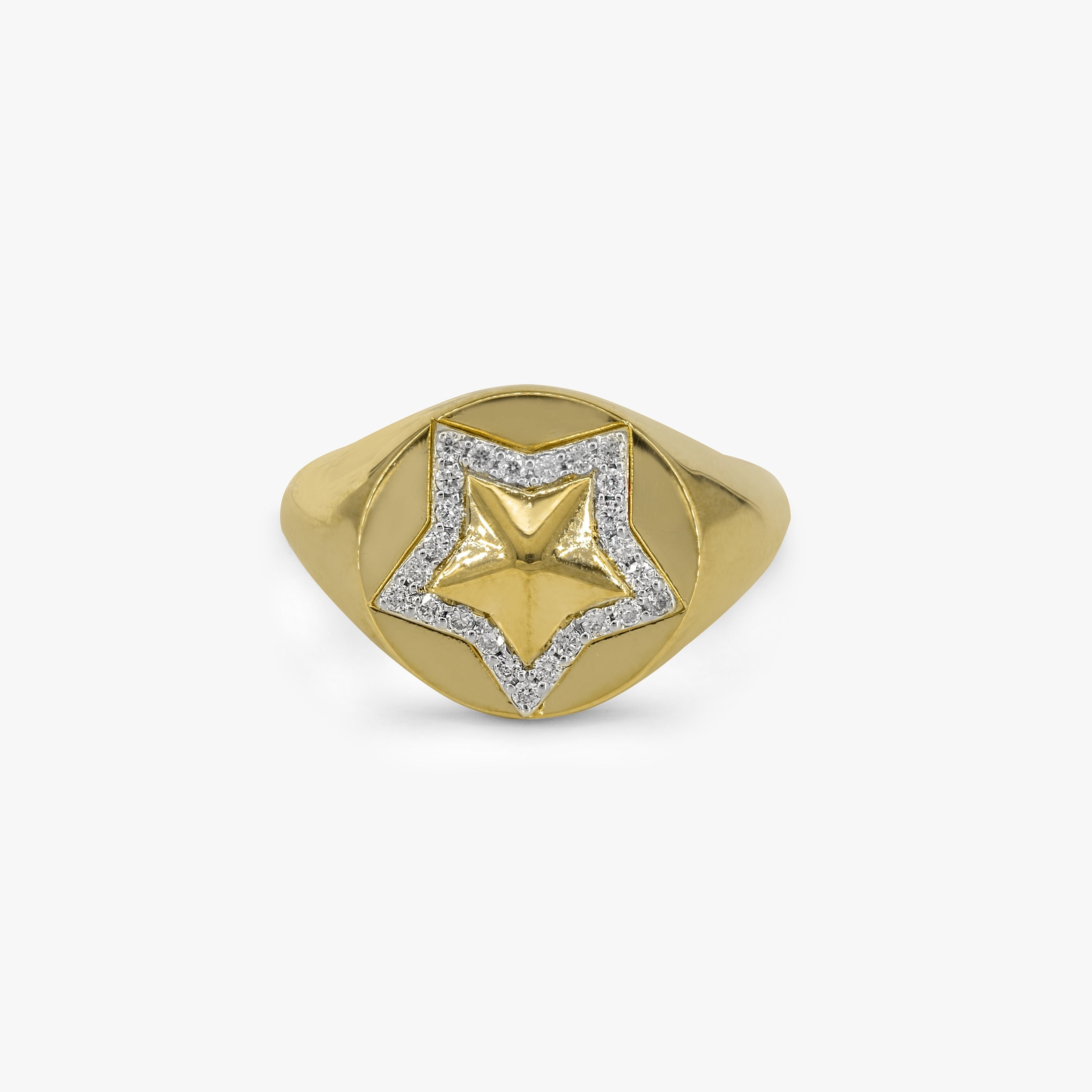 Diamond Star Ring 14K/18K Solid Gold Diamond Star Ring Etsy