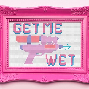 Cross Stitch Pattern PDF - summer pattern - get me wet - subversive - Funny Embroidery Needlepoint Design