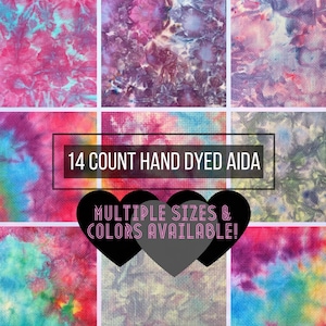 14 Count Hand Dyed Aida - Cross Stitch Fabric - Rainbow - Tie Dye - Multiple Colors