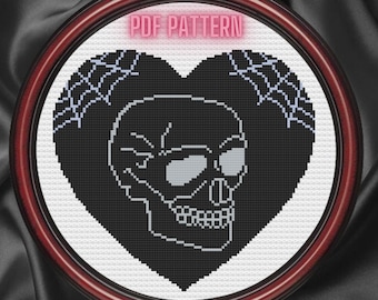 Spooky Skull Cross Stitch Pattern - PDF Instant Download Pattern - halloween cross stitch