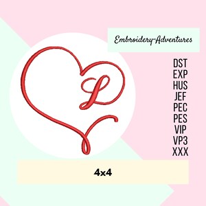 Monograma Corazón Letra L Diseño de Bordado
