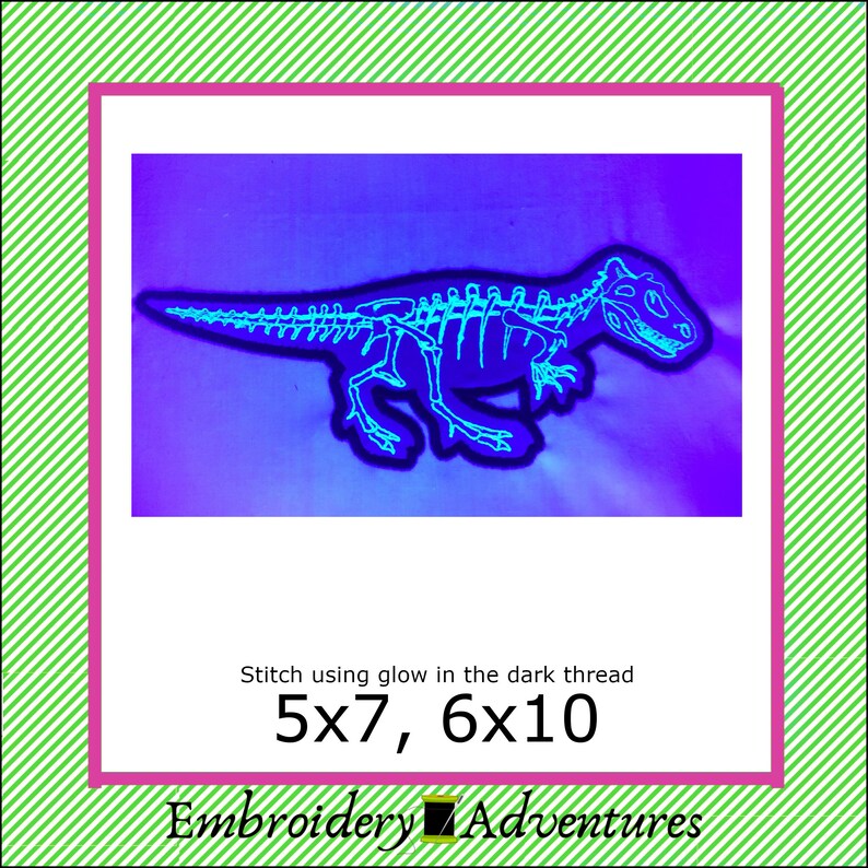 Tyrannosaurus Rex Dinosaur Skeleton Applique Machine Embroidery Design ...