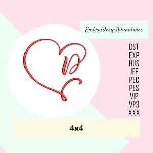 Monogram Heart Letter D Embroidery Design