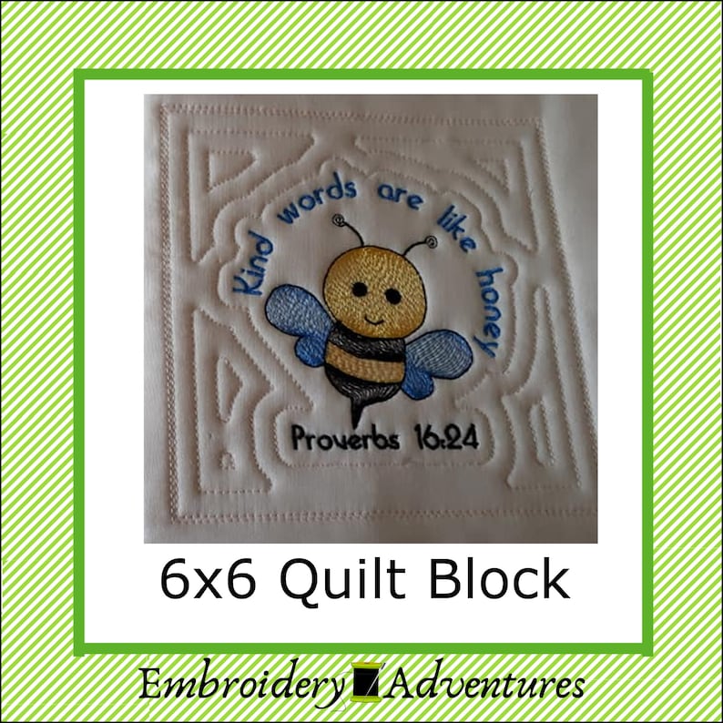 In the Hoop Quilt Block Scripture Machine Embroidery Design Etsy