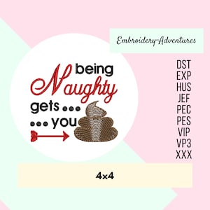 Being Naughty Gets you Crap, Embroidered Toilet Paper Design, Machine Embroidery Design, Multiple Sizes, Christmas Design