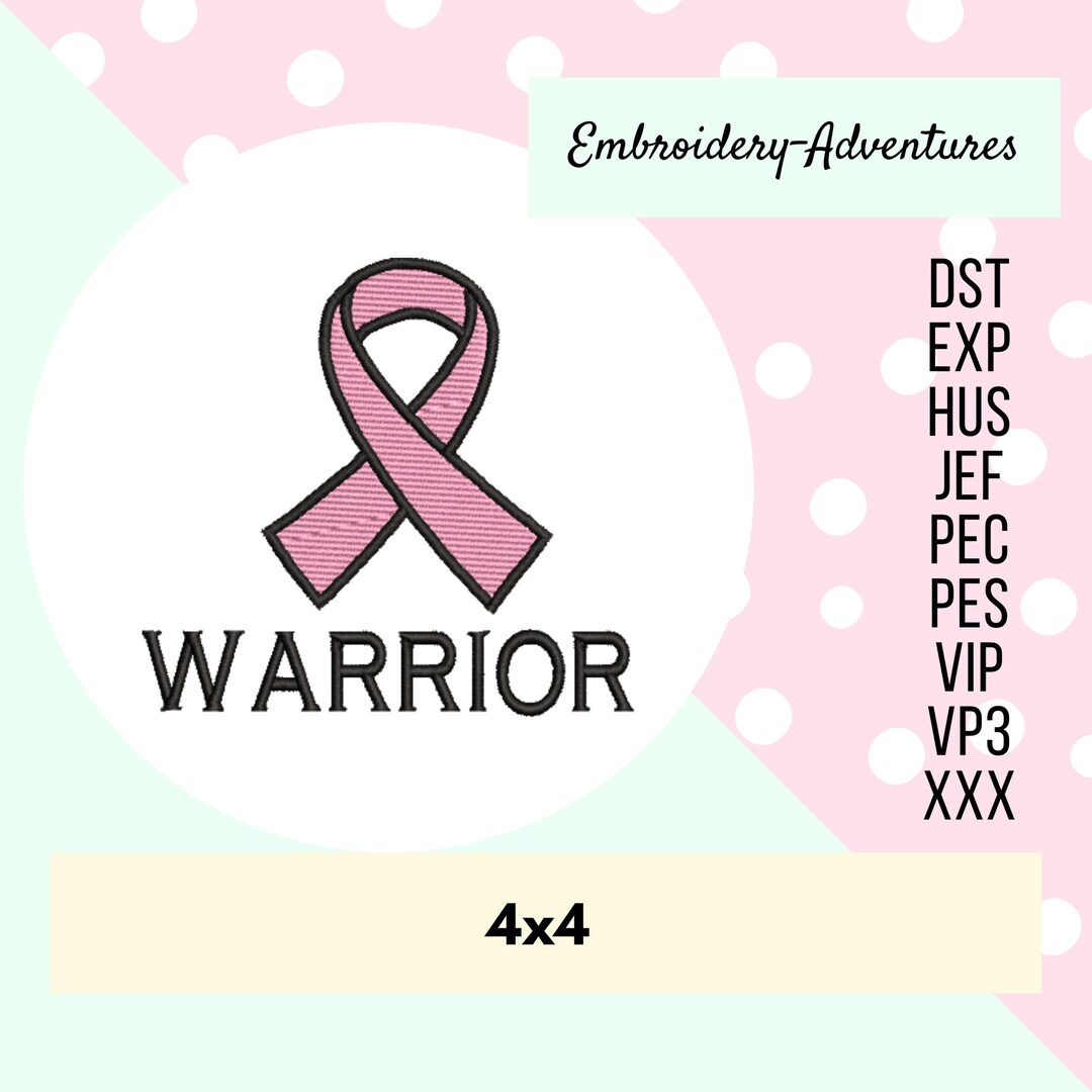 Warrior Awareness Ribbon Customizable up to 3 Colors 4x4 Embroidery ...
