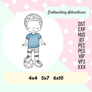 Soccer Player Boy Sketch Machine Embroidery Design.  Multiple Sizes, Quick Stitch