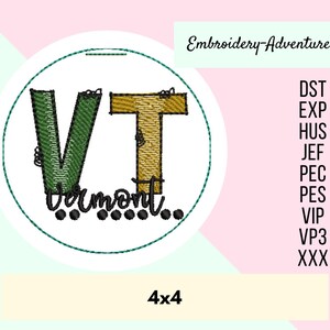 Vermont Christmas Ornament, Sketch Machine Embroidery Design, Quick Stitch