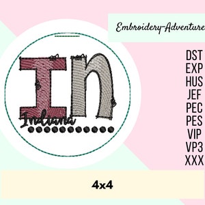Indiana Christmas Ornament, Sketch Machine Embroidery Design, Quick Stitch