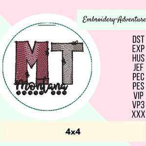 Montana Christmas Ornament, Sketch Machine Embroidery Design, Quick Stitch
