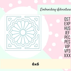 Dresdner Platte Trapunto Quilt Block, In The Hoop Maschinenstickerei Design 6x6, ITH Quilting