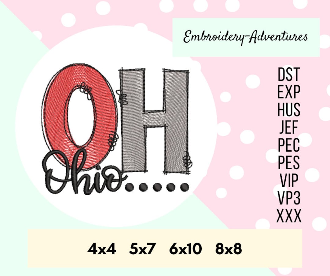 Ohio Sketch Machine Embroidery Design Multiple Sizes, Quick Stitch - Etsy