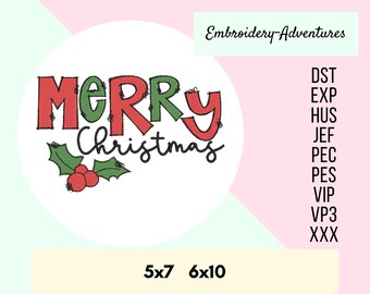 メリークリスマス落書き、機械刺繍デザイン、複数のサイズ、クリスマスデザイン