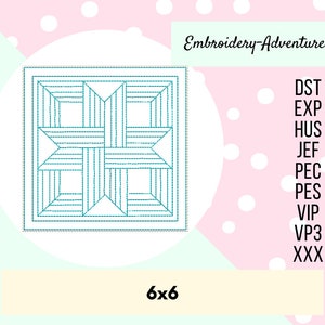 Empty Boxes Trapunto Quilt Block,  In The Hoop Machine Embroidery Design 6x6, ITH Quilting