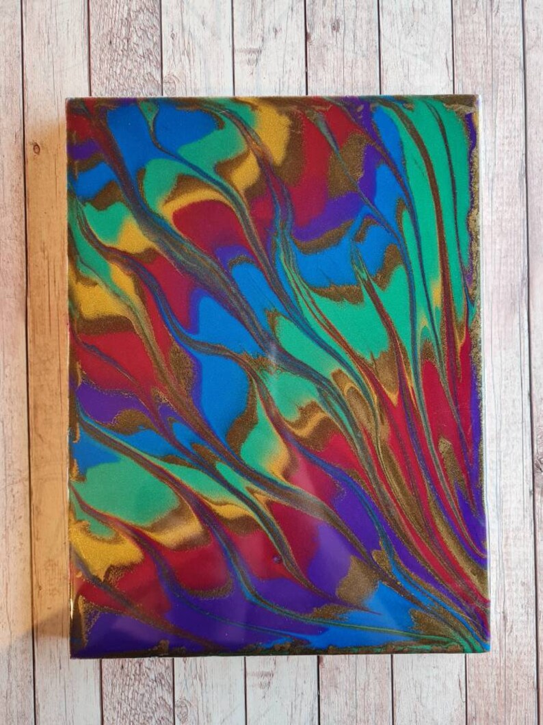 Original Abstract Epoxy Resin Painting Acrylic Rainbow Multi Etsy