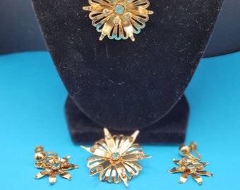 Exquisite, Teal and Clear Stone, Costume Jewelry Set.