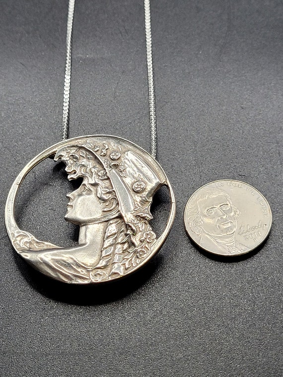 Vintage, 925 Silver, Victorian Lady Pendant/ Neck… - image 8