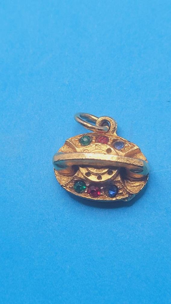 Gold Colored Telephone Charm/ Pendant with Six Col
