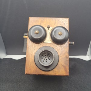 Vintage, Working, Wooden Pencil Sharpener - OLD Crank Phone