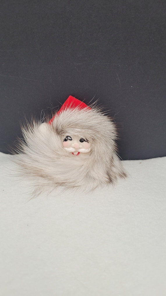 Vintage,Handmade Santa Claus Fur Brooch