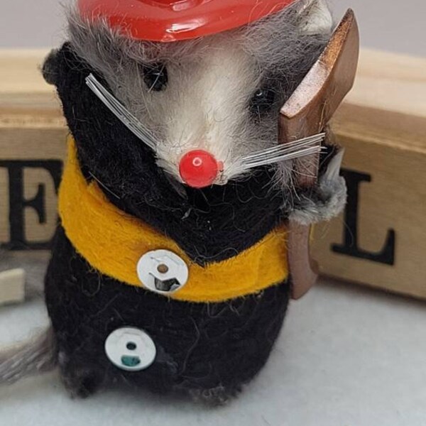 Original Fur Mouse Fireman with Hat and Axe. Free Shipping!