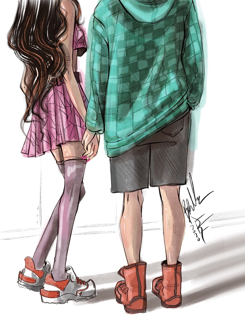 8.5 x 11 Kamado Siblings Sketch Print