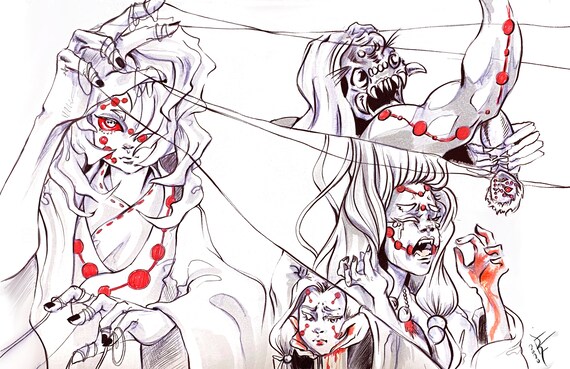 Spider Demon Family 11 X 17 Etsy