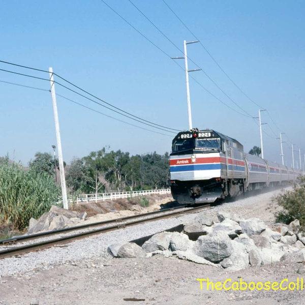 Amtrak Passenger Service - San Diegan Train near Capistrano California 1976 - Vintage Photo Slide #98