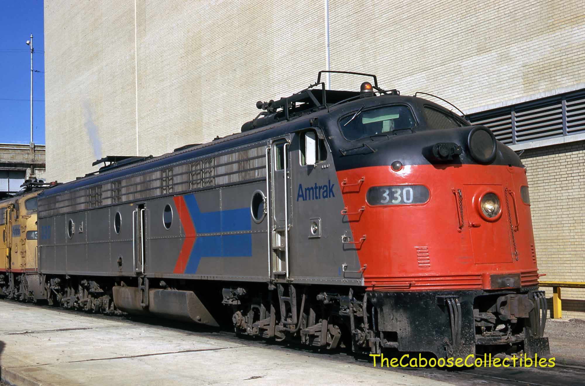 Amtrak Passenger Train Engine 330 E8 in Denver CO 1973 Vintage