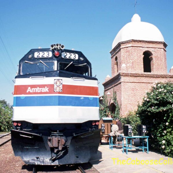 Amtrak Passenger Service - Train with Engine 223 in Capistrano California 1976 - Vintage Photo Slide #105