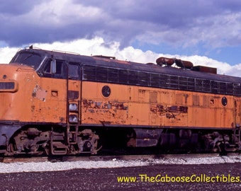 Milwaukee Road Railroad Engine 60A EMD FP7  - Vintage Photo Slide #r368