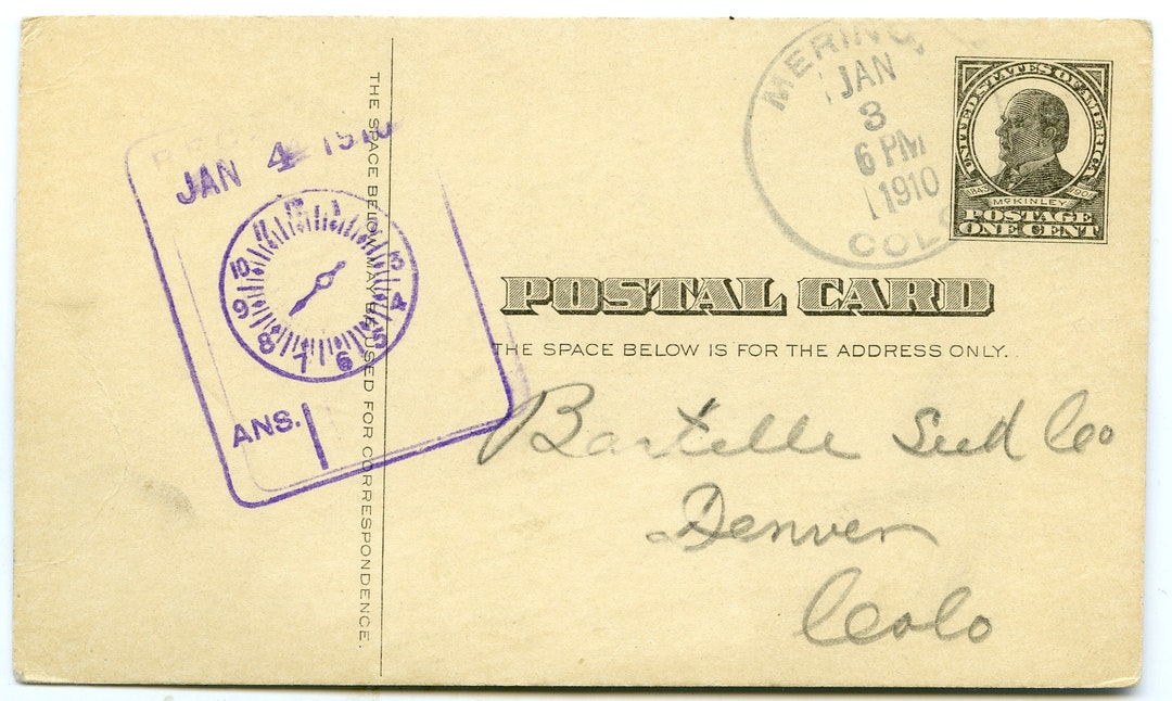 Merino Colorado 1910 Cancelled Post Card Rare Postal History Etsy