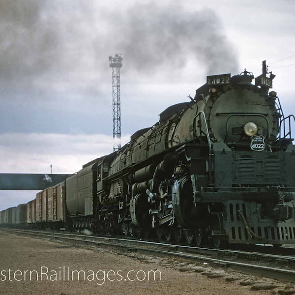 Union Pacific Railroad - Big Boy Locomotive 4022 in Laramie WY 1955 - Vintage Photo Digital Copyrights Included #11