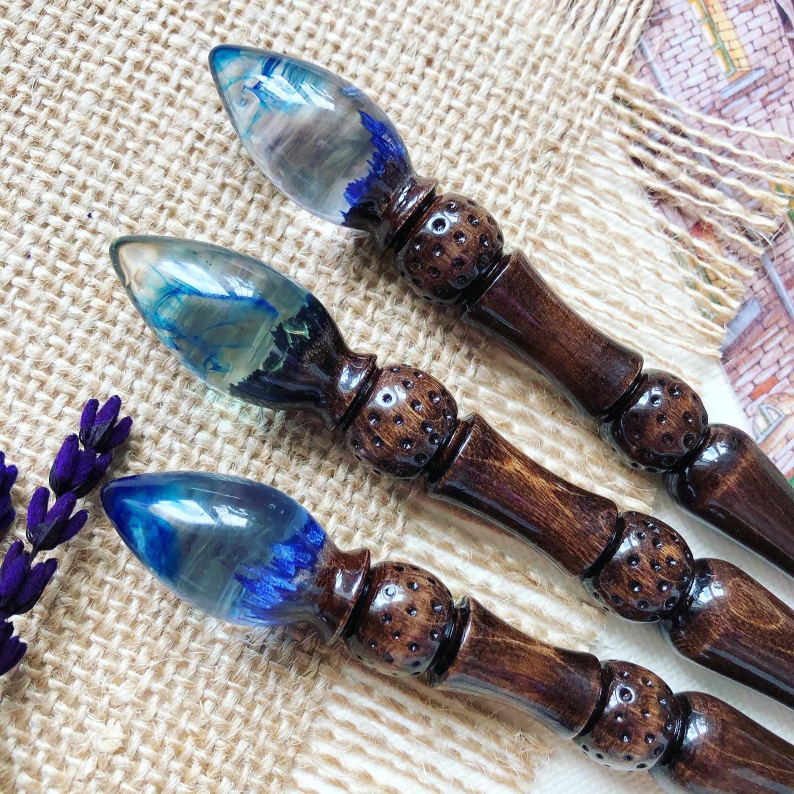 Unique wooden crochet hook with epoxy resin Etsy
