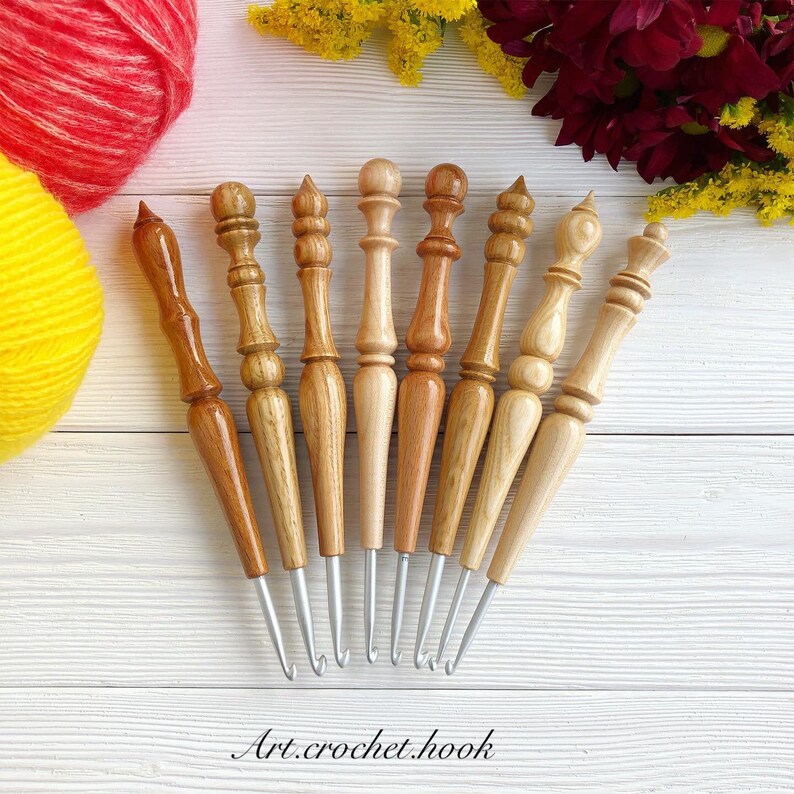 Ergonomic wooden crochet hooks in stock different sizes 35 Etsy