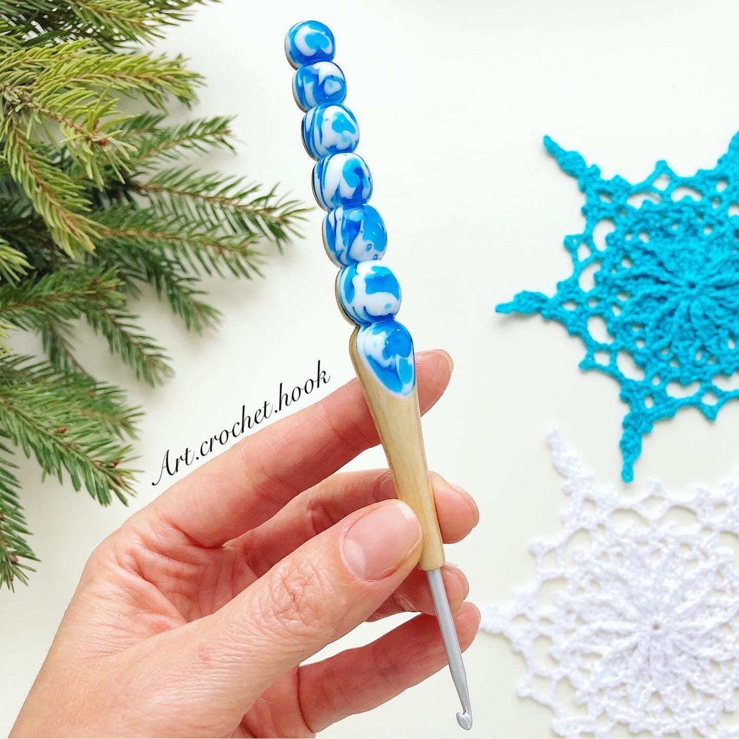 Handmade wooden crochet hook with epoxy resin Etsy
