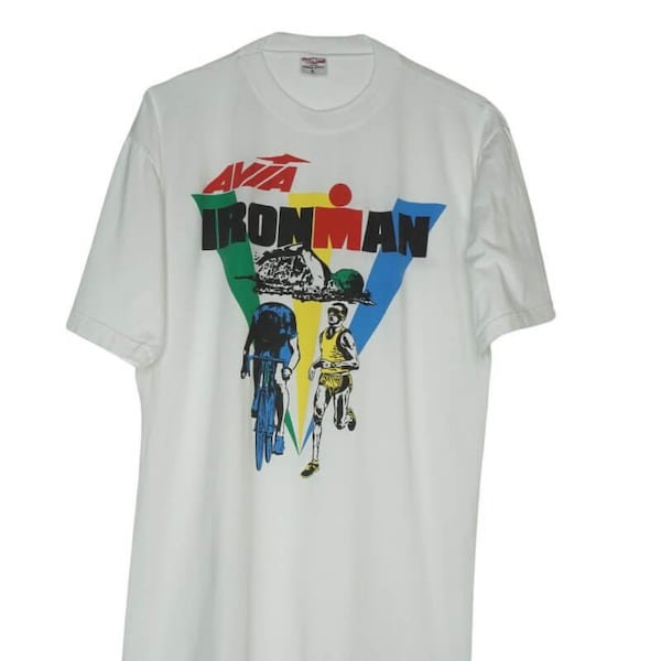 1980s Ironman Avia Merchandise Vintage T-Shirt / Vtg Fast Food USA original, authentisch 80s
