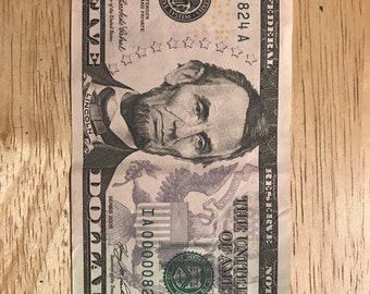 5 dollar bill 2006 fancy low number