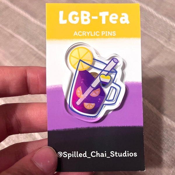 Non Binary Boba Tea Pin Acrylic Queer Drink Pride Pin